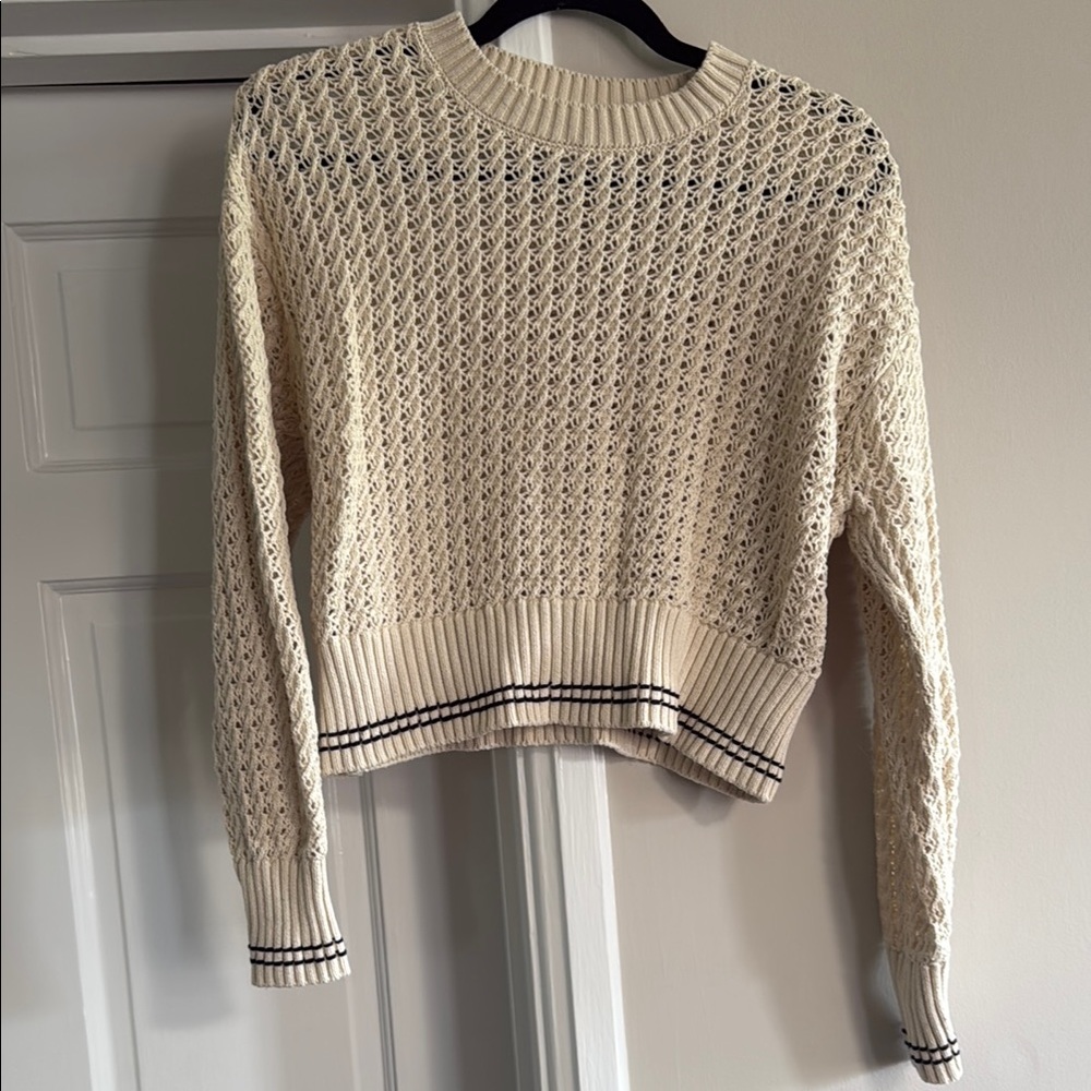 Varley Cream Sweater with Black Detailing